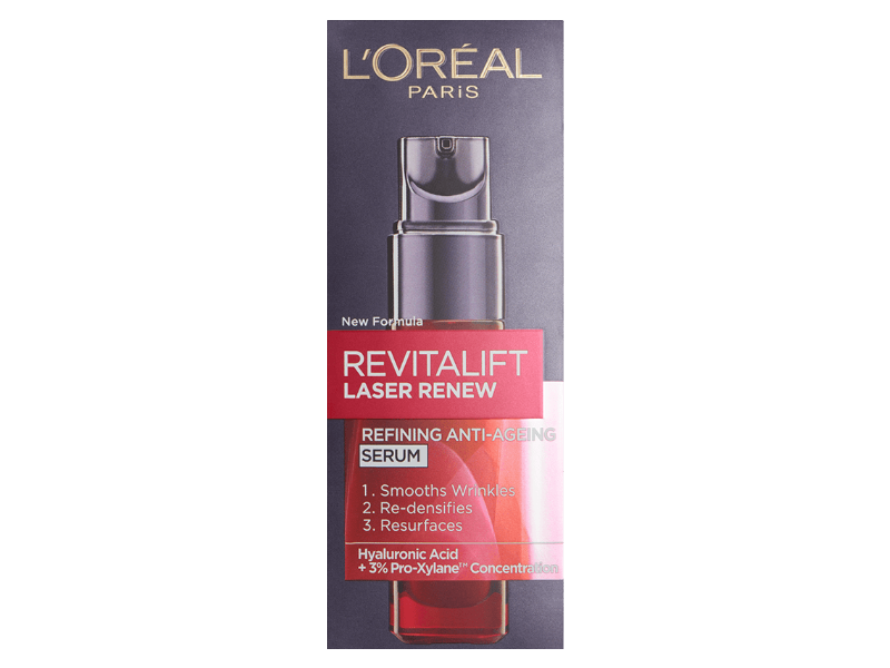 L'Oreal Paris Revitalift Laser Renew Refining Anti-Ageing Serum, Hyaluronic Acid + 3% Pro-Xylane Concentrate, 30 mL