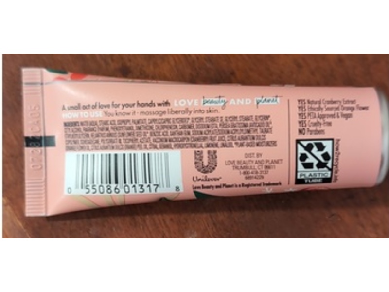 Love Beauty & Planet Beloved Hand Lotion, Cranberry & Orange Flower, 1 oz