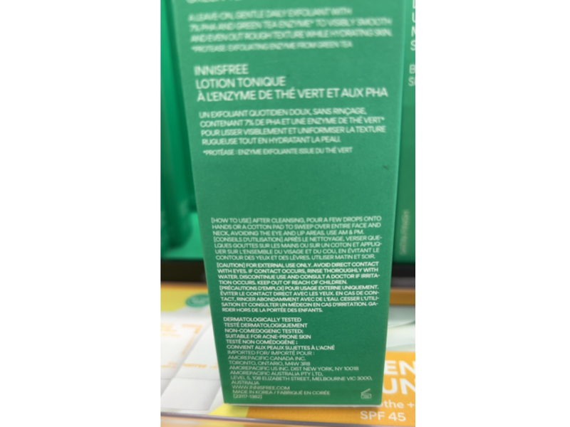 Innisfree Hydrate + Exfoliate Enzyme Facial Toner, Green Tea + Pha, 5.07 fl oz/150 mL