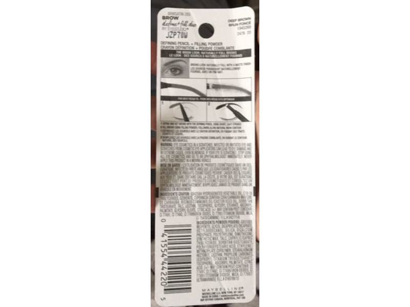 Maybelline New York Eye Studio Brow Define + Fill Duo, 260 Deep Brown, 0.21 oz