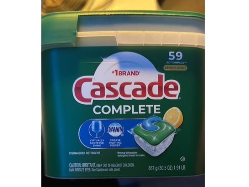 Cascade Complete Dishwasher Detergent, Lemon, 59 Pacs, 30.5 oz/867 g