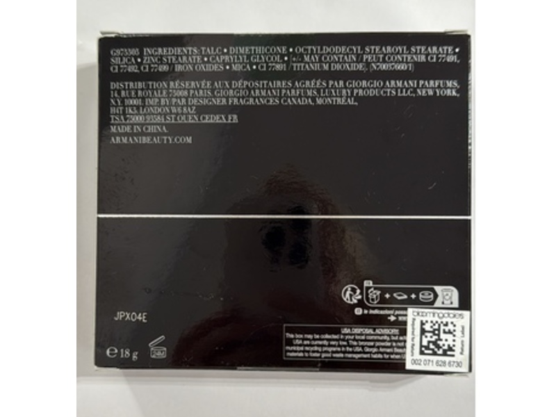 Giorgio Armani Luminous Silk Sunlit Creamy Bronzing Powder, 90 Golden Sunrays, 0.63 oz/18 g