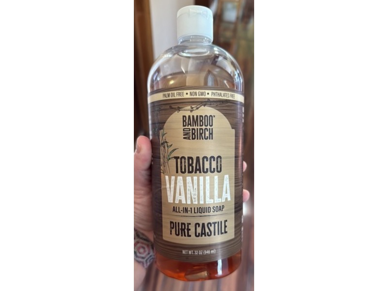 Bamboo & Birch Pure Castile All In 1 Liquid Soap, Tobacco Vanilla, 32 oz/946 mL