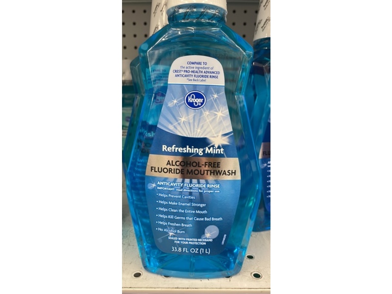 Kroger Mouthwash, Refreshing Mint, 33.8 fl oz/1L
