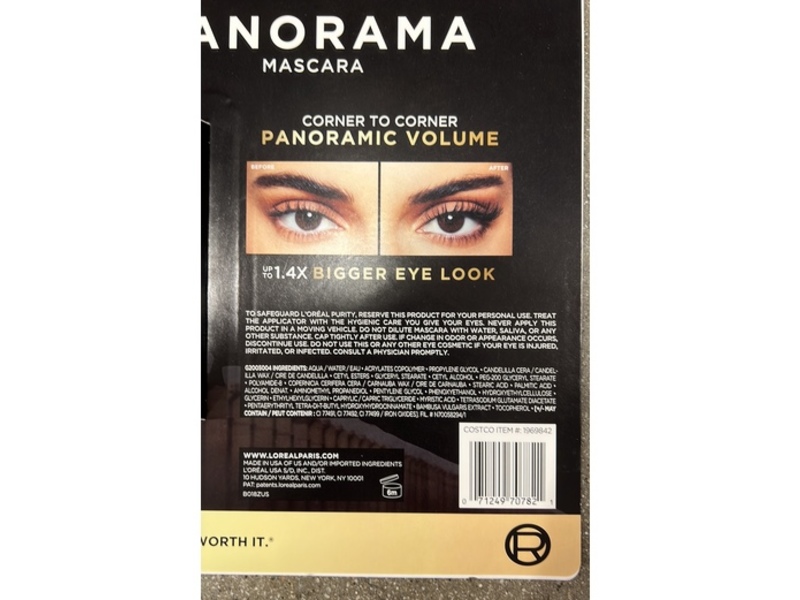 L'Oreal Paris Panorama Mascara, Blackest Black, 0.33 fl oz/99 mL, 2 Pack