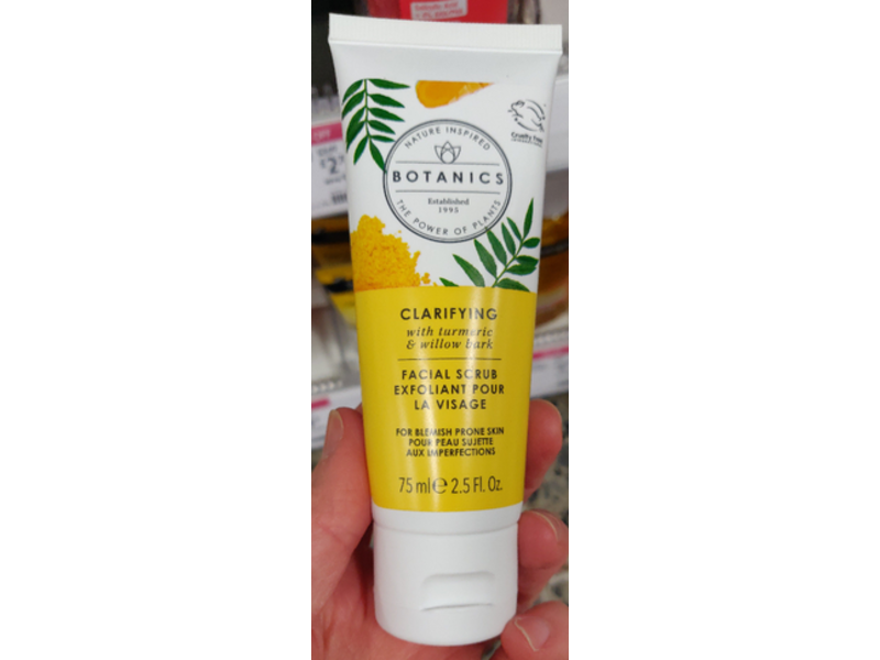 Botanics Clarifying Facial Scrub, Turmeric & Willow Bark, 2.5 fl oz/75 mL