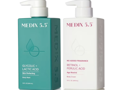 Medix 5.5 Firm + Smooth Body Wash & Body Cream Duo, Glycolic, Retinol + Ferulic Acid, 15 fl oz/444 mL