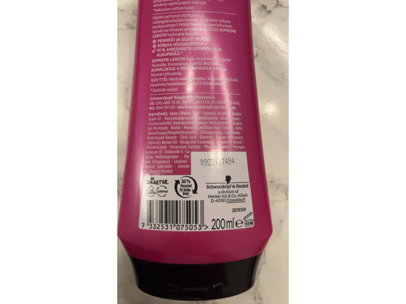 Schwarzkopf Gliss Supreme Length Conditioner, 200mL