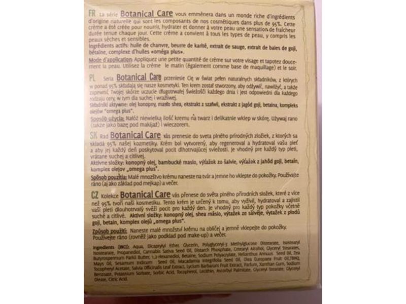 Champs De Provence Botanical Care Nourishing & Moisturising Day & Night Cream, Natural Hemp Oil, 1.96 fl oz/50 mL