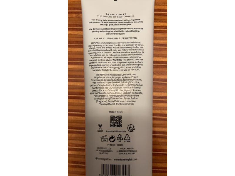 Tanologist Daily Glow Firming Gradual Tan Lotion, Fair To Medium, 8.45 fl oz/250 mL