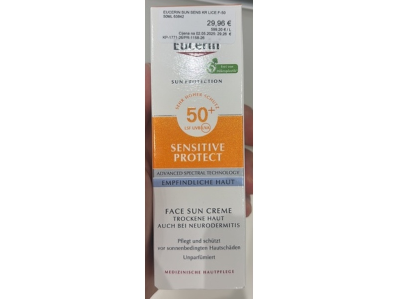 Eucerin Sun Protection Face Sun Creme, SPF 50+, 50 mL