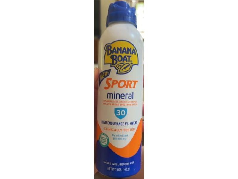 Banana Boat Sport Mineral Sunscreen Lotion Spray, SPF 30, 5 oz/142 g, Pack Of 2