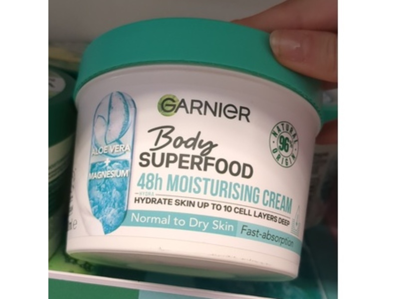 Garnier Body Superfood Moisturising Cream, Aloe Vera + Magnesium, 380 mL