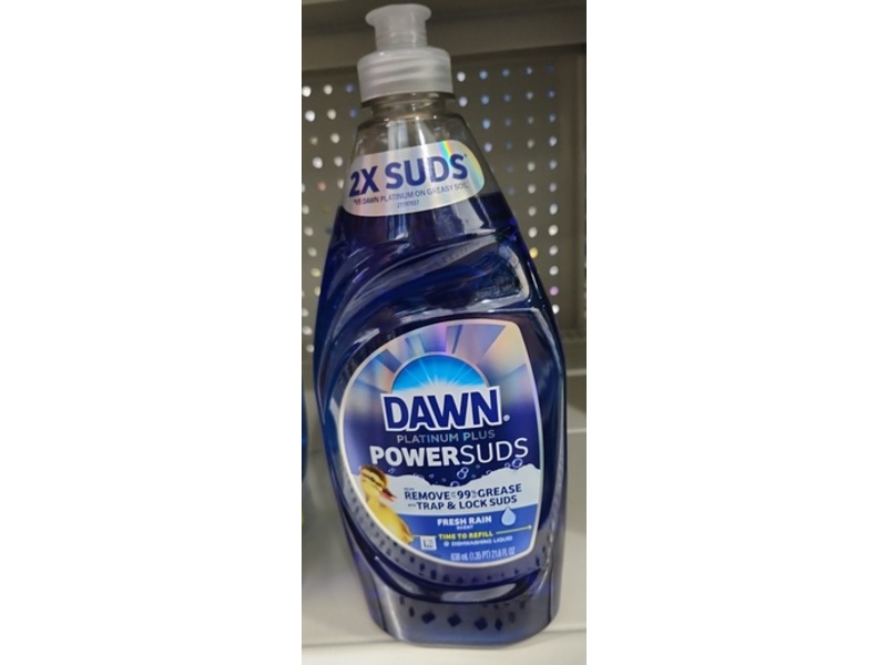 Dawn Platinum Plus PowerSuds Dish Soap, Fresh Rain, 21.6 fl oz/638 mL
