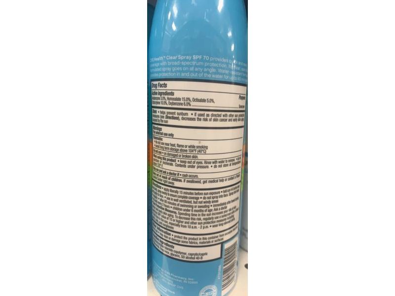 Cvs Health Sunscreen Protection, Clear Spray, SPF 70, 5.5 fl oz/156 g