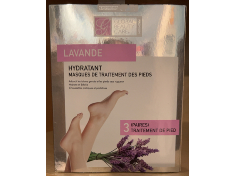 Global Beauty Care Premium Moisturizing Foot Mask, Lavender, 3 Pair
