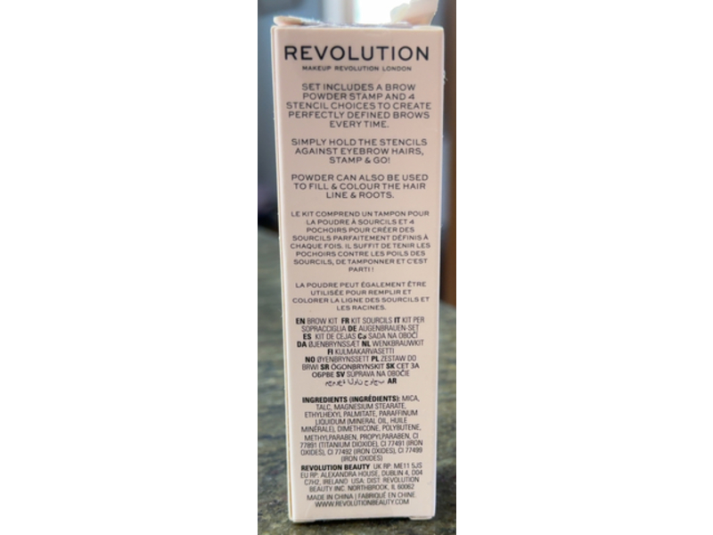 Revolution Brow Powder Stamp & Stencil Kit, Medium Brown, 0.02 oz/0.65 g