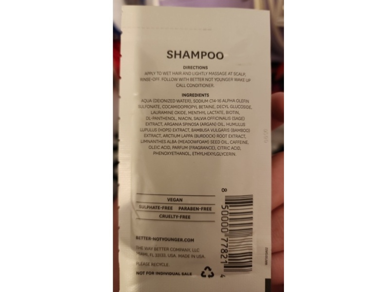 Better Not Younger Wake Up Call Volumizing Shampoo, 0.34 fl oz/10 mL