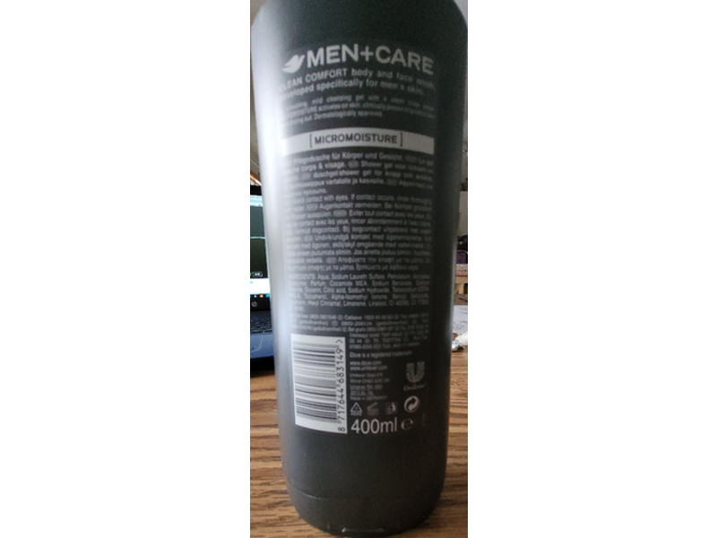 Dove Men + Care Micro Moisture Face & Body Wash, Clean Comfort, 13.5 fl oz/400 mL