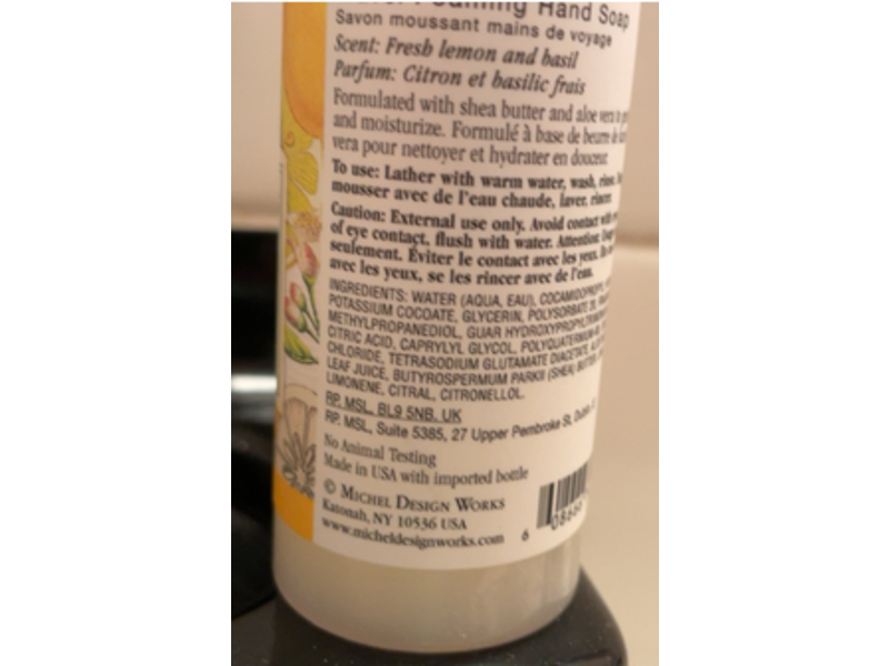 Michel Design Works Travel Foaming Hand Soap, Lemon Basil, 1.6 fl oz/47 mL