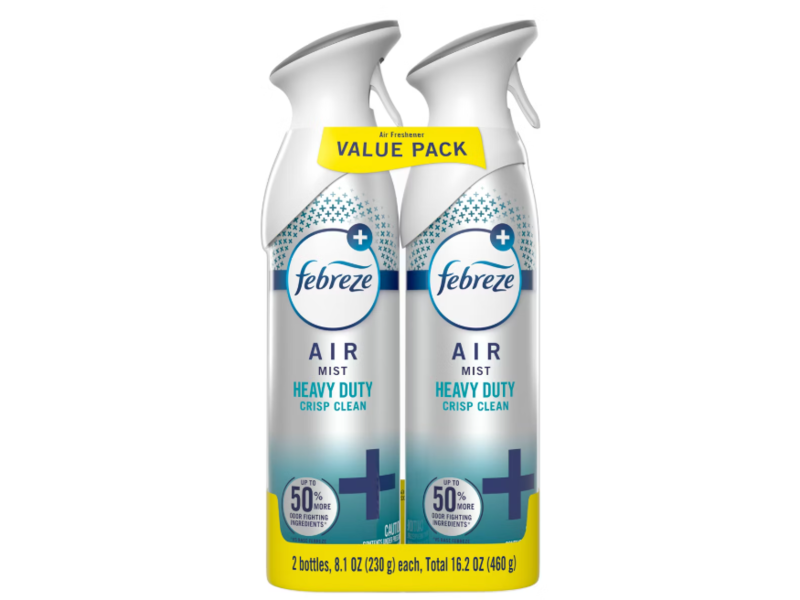 Febreze Air Mist Freshener, Heavy Duty Crisp Clean, 16.2 oz/460 g, 2 Count