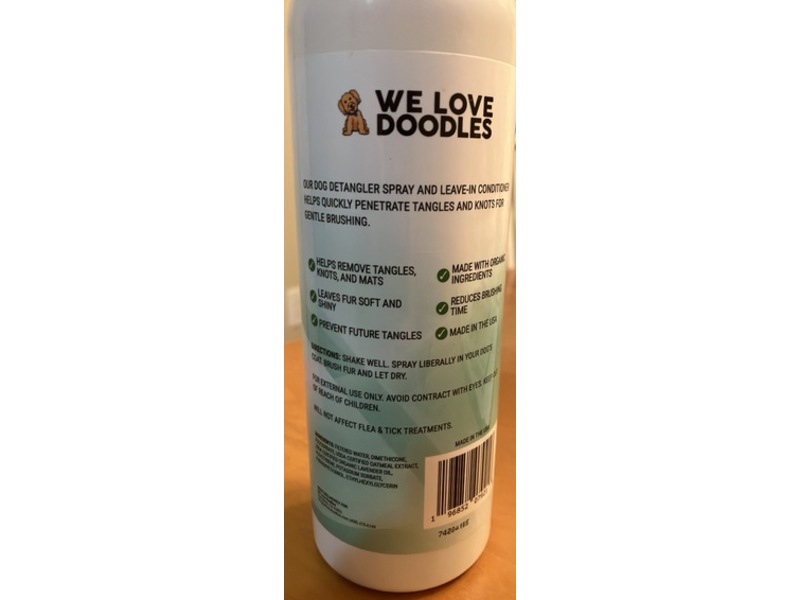We Love Doodles Dog Detangler Leave-In Conditioner Spray, Lavender, 16 fl oz/473 mL