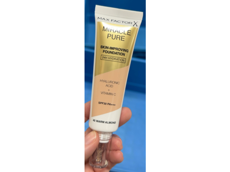 Maxfactor Miracle Pure Skin-Improving Foundation, 45 Warm Almond, SPF 30 PA+++, 30 mL