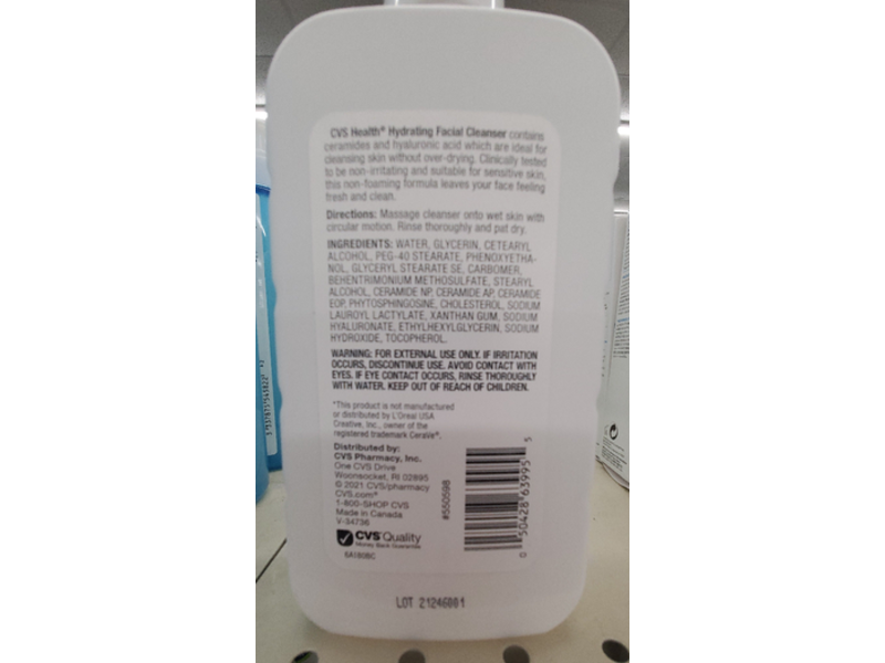 CVS Health Hydrating Facial Cleanser, Normal To Dry Skin, 12 fl oz/355 mL