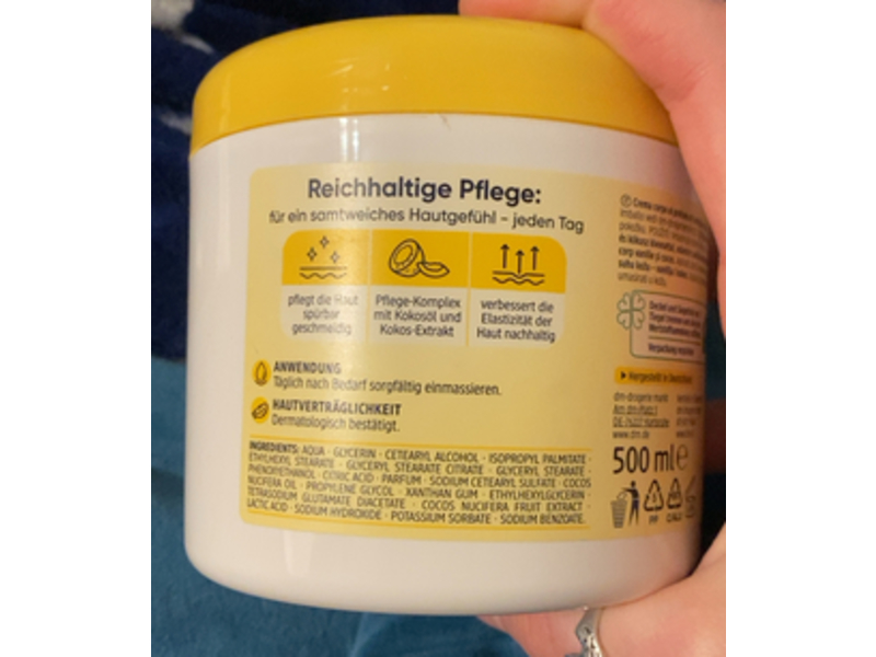 Balea Body Cream, Vanilla & Coconut, 500 mL