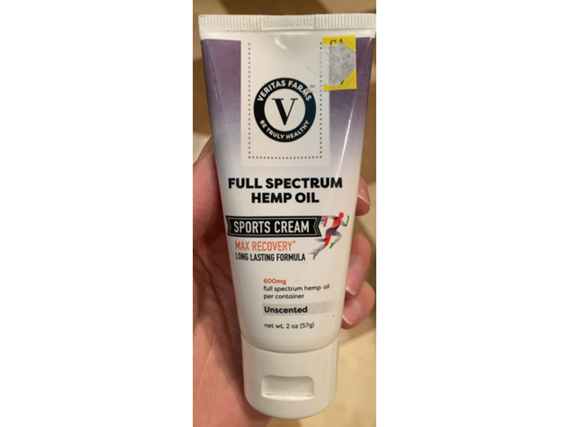 Veritas Farms Sports Cream, Hemp Oil, 2 oz/57 g
