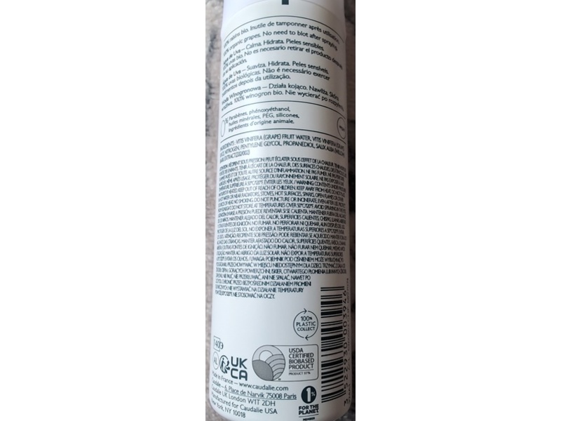 Caudalie Grape Water Moisturizing Face Mist, 2.7 oz/75 mL