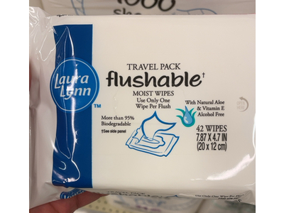 Laura Lynn Flushable Moist Wipes, 42 Wipes