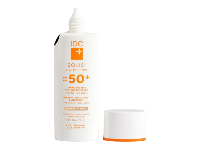 IDC Solis+ Age Defense Mineral Anti-Aging Sunscreen, SPF 50+ PA++++, Medium, 1.7 fl oz/50 mL