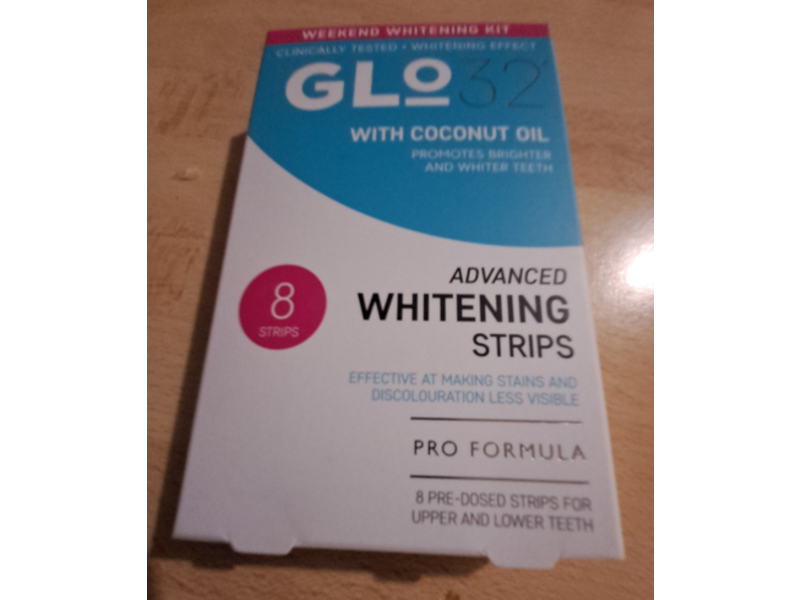 Glo32 Advanced Whitening Strips, Coconut Oil, 8 Count