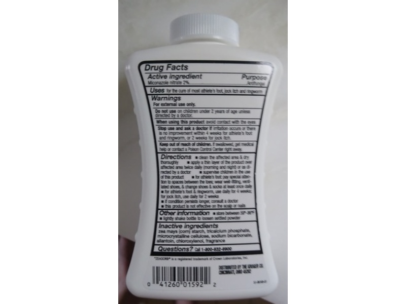Kroger Anti-Fungal Powder, Miconazole Nitrate 2%, 2.5 oz/71 g