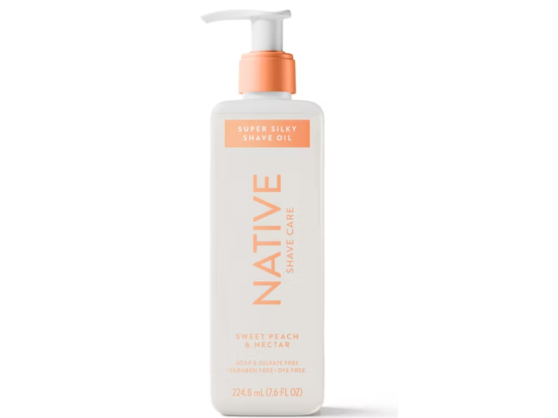 Native Shave Care Super Silky Shave Oil, Sweet Peach & Nectar, 7.6 fl oz/224.8 mL