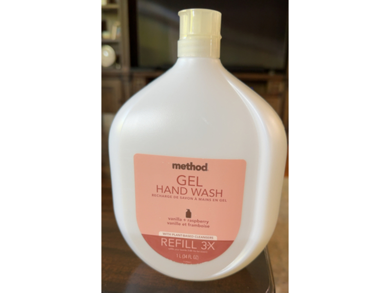 Method Gel Hand Wash, Vanilla + Raspberry, 34 fl oz/1 L, Pack Of 4