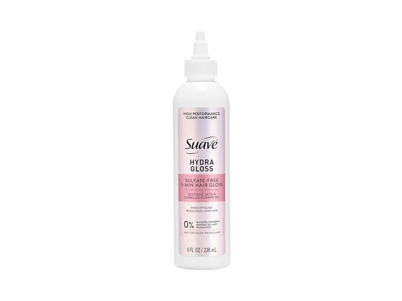 Suave Hydra Gloss 5-Min Hair Gloss, Glycolic Acid & Camellia Flower Oil, 8 fl oz/236 mL