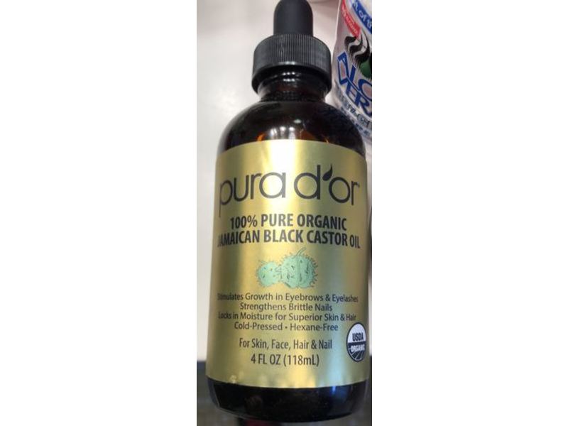 Pura d'or Growth In Eyebrows & Eyelashes, Organic Jamaican Black Castor Oil, 4 fl oz/118 mL