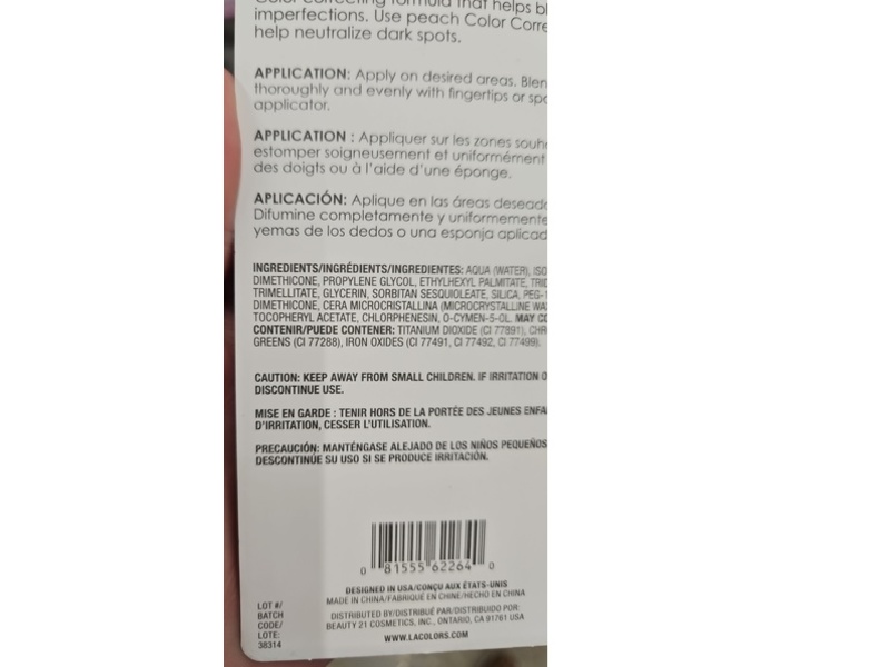 L.A. Colors Color Corrector Concealer, Peach, 0.13 oz/3.8 g