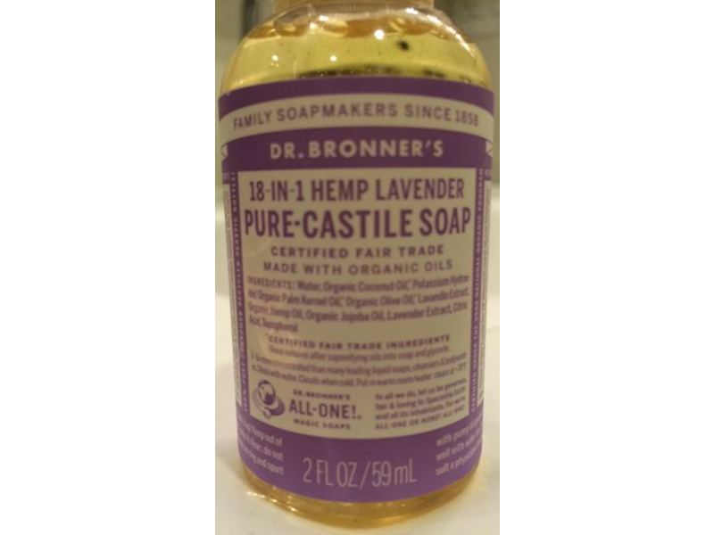 Dr. Bronner's Pure-Castile Soap, 18-In-1 Hemp Lavender, 2 fl oz/59 mL