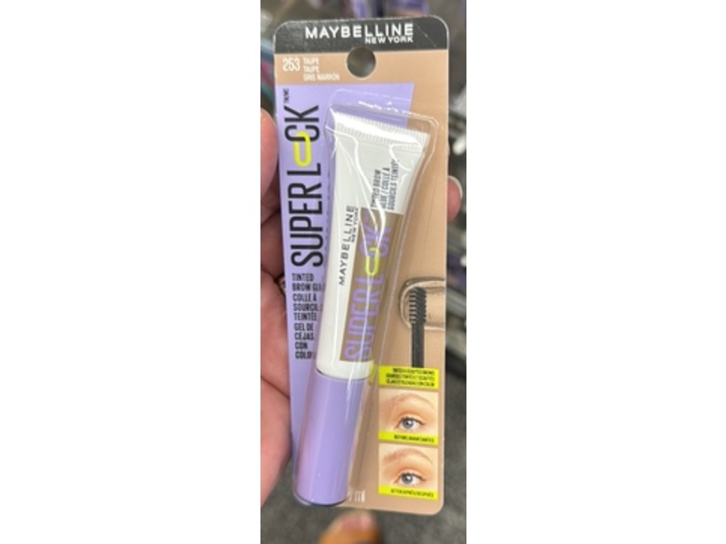 Maybelline New York Super Lock Brow Glue Eyebrow Gel, 253 Taupe, 0.23 fl oz