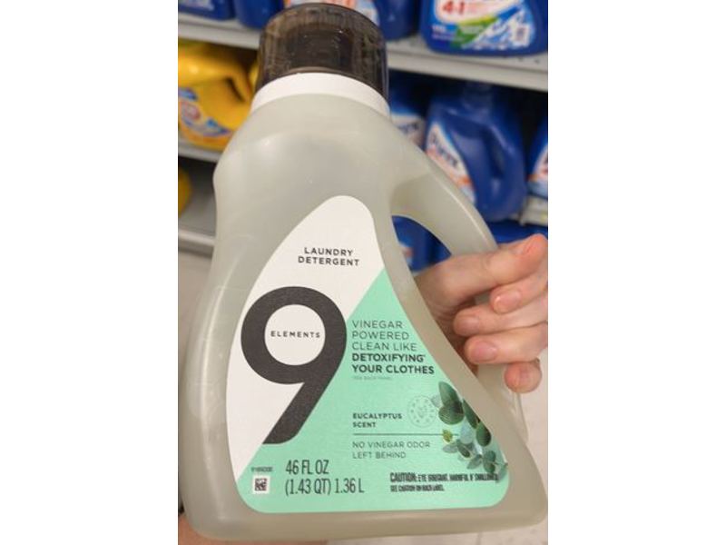 9 Elements Liquid Laundry Detergent, Eucalyptus Scent, 46 fl oz/1.36 L