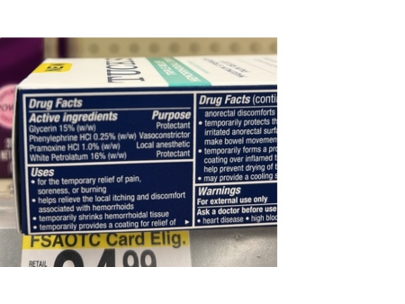 Tucks Triple Relief Hemorrhoidal Cream, Witch Hazel, 0.9 oz/26 g