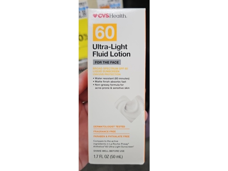 CVS Health Ultra Light Fluid Lotion, SPF 60, 1.7 fl oz/50 mL