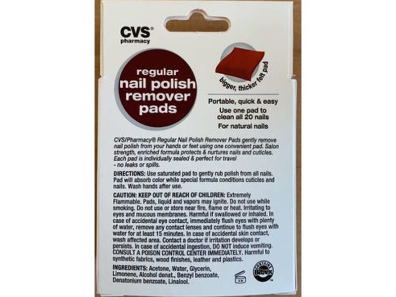 Cvs Pharmacy Regular Nail Polish Remover Pads, Salon Strength Formula, 10 Count