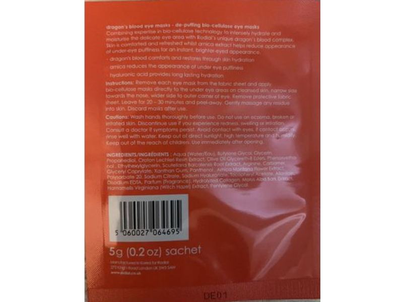 Rodial Dragon's Blood Eye Mask, Hydrate And Tone, 0.2 oz/5 g