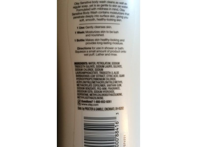 Olay Sensitive Body Wash, Unscented, 23.6 fl oz/700 mL