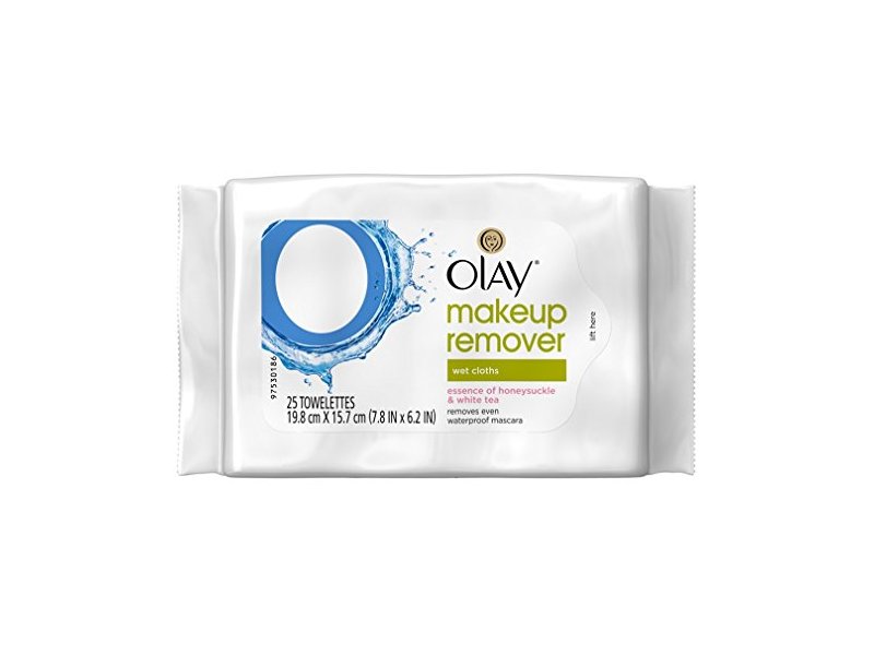 Olay Makeup Remover, Wet Cloths, Essence OF Honeysuckle & White Tea, 25 Count,2 Pack