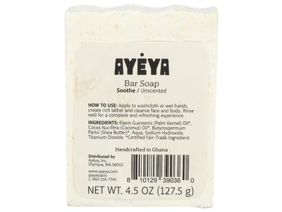 Ayeya Bar Soap, Unscented, 4.5 fl oz/127.5 g, Pack Of 10